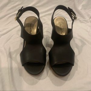 Black wedge sandals